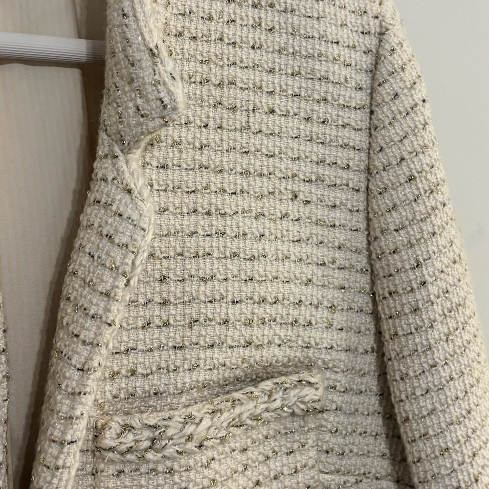 J. CREW Metallic Tweed Lady Jacket Blazer Cream Size 12 Tall - Picture 6 of 14